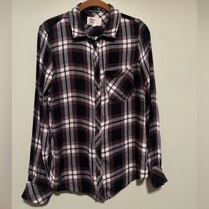 Stitch Fix Cosmic Blue Love Rayon Plaid Shirt - size S